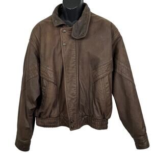 VINTAGE Wilson Adventure Bound Bomber Leather Brown Flight Jacket Size XL